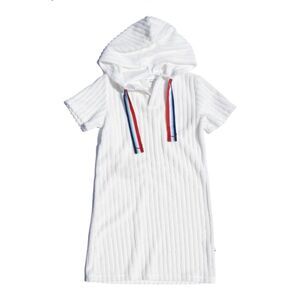 NWOT Sol Angeles Kids Santa Rosa Terry Hoodie Dress in Optic White Size 10